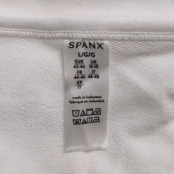 SPANX Perfect Length Dolman Sweatshirt White Exposed Seam Round Neck Tunic L - Picture 3 of 6